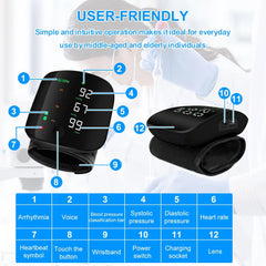 Rechargeable Wrist BP Monitor – Digital LED Display & Voice Broadcast